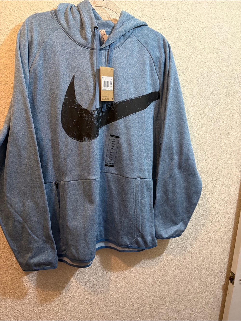 Nike Light Blue Pullover Hoodie with Black Swoosh